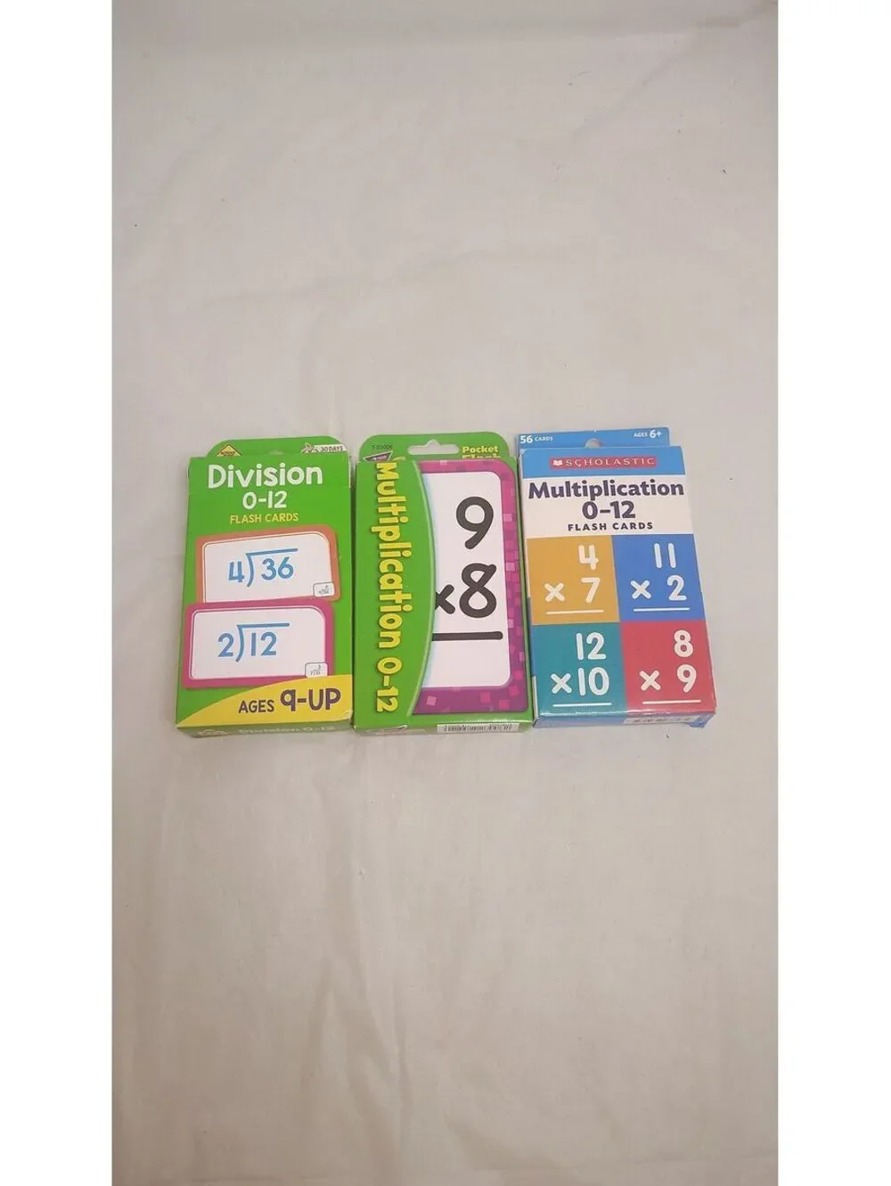Math Flash Cards Lot Multiplication & Division 0-12 School Zone Scholastic 3 lot